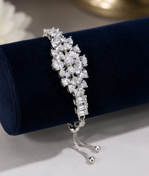 Elegant Floral Crystal Adjustable Bracelet -Vol-4