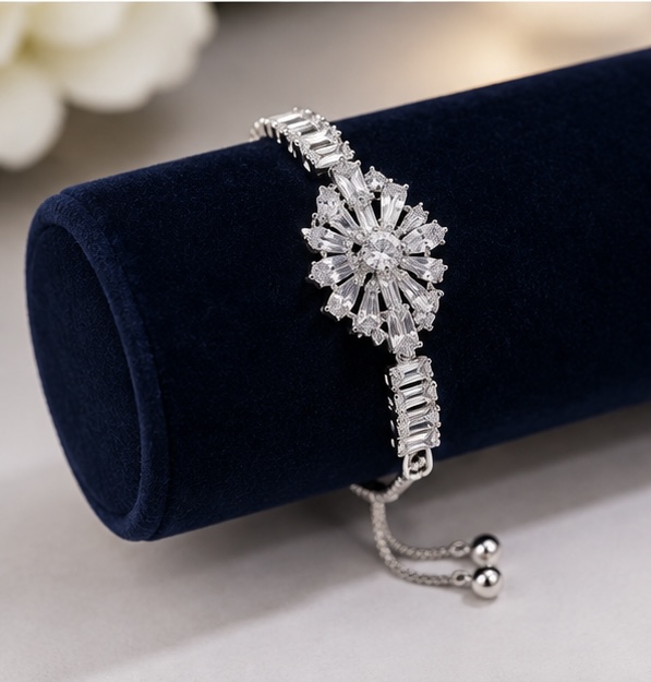Elegant Crystal Floral Adjustable Bracelet-Vol-5