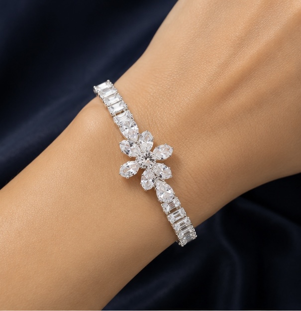 Elegant Crystal Floral Adjustable Bracelet-Vol-6