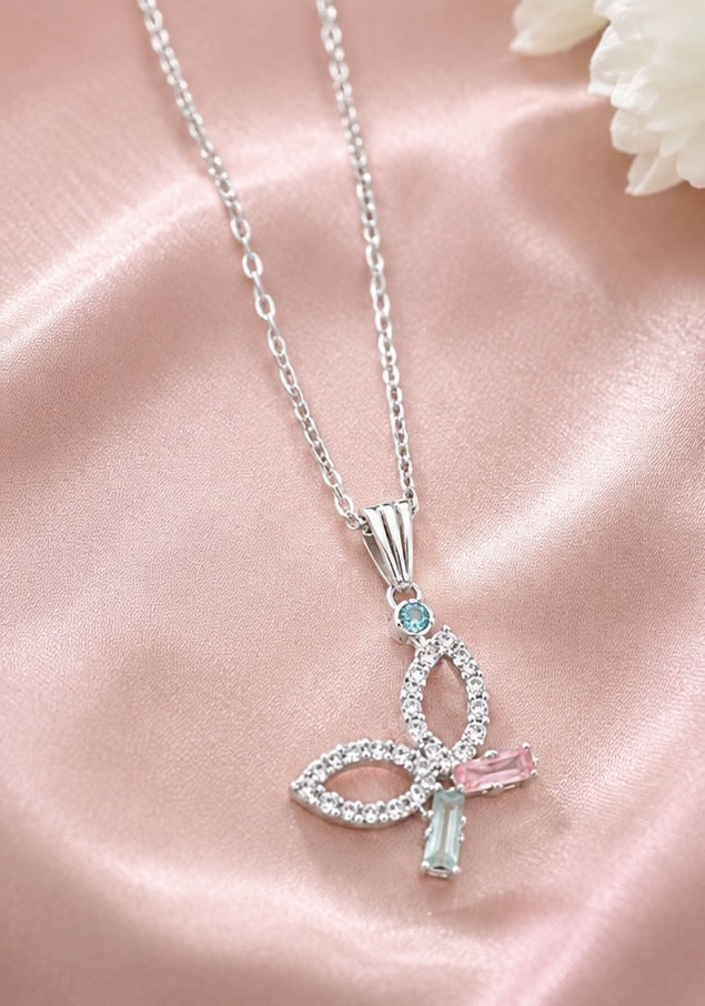 Crystal Butterfly Pendant Necklace-Vol-2