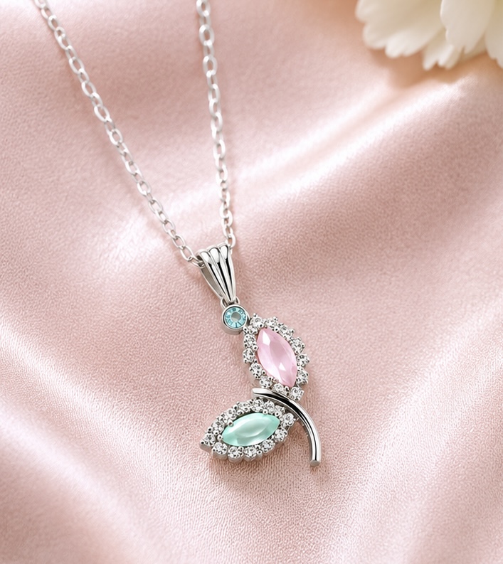 Crystal Butterfly Pendant Necklace-Vol-4