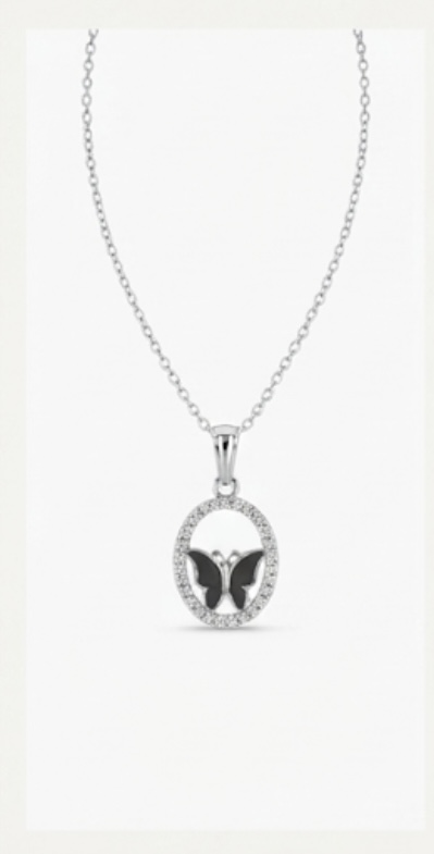 Elegant Black Butterfly Pendant