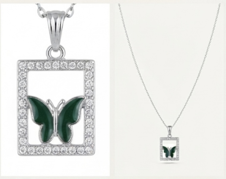 Elegant Green Butterfly Pendant
