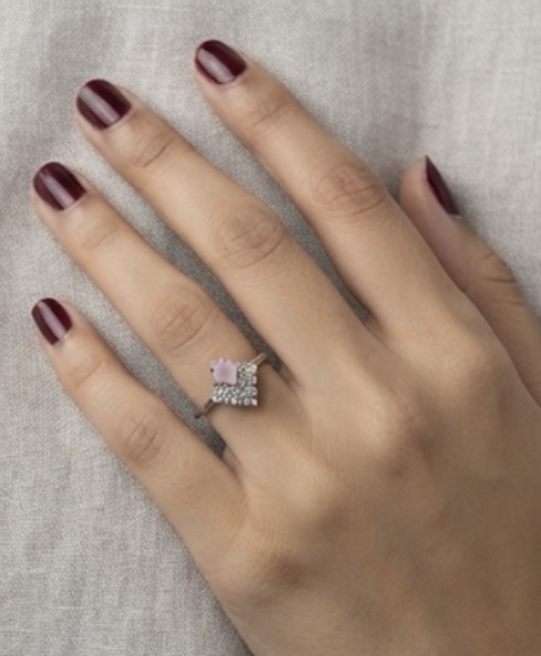 Rhodonite colour Cluster Ring