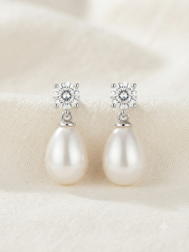 Pearl Drop Stud Earrings