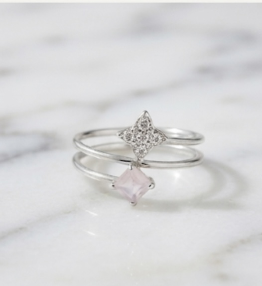 Multi-Band Star and Pink Stone Ring