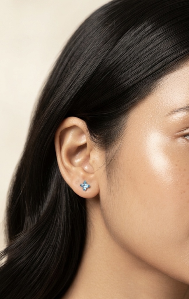 Azure Butterfly Crystal Stud Earrings