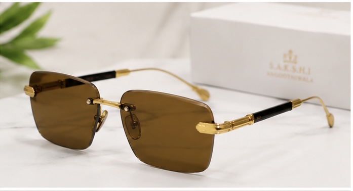 Brown Tinted Gold-Accent Sunglasses