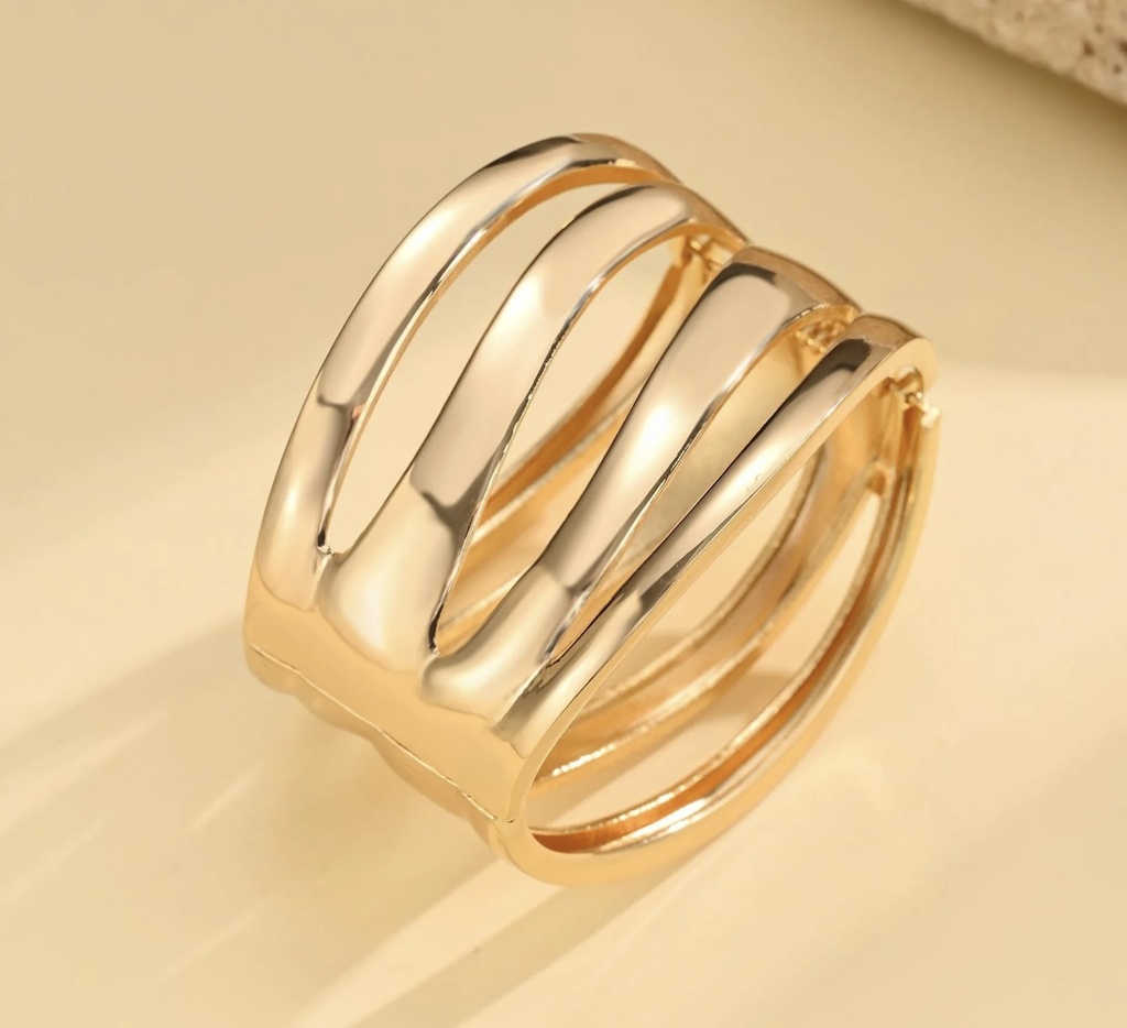 Multi-Strand Openwork Geometric Gold Bangle- Bracelet Anti Tarnish