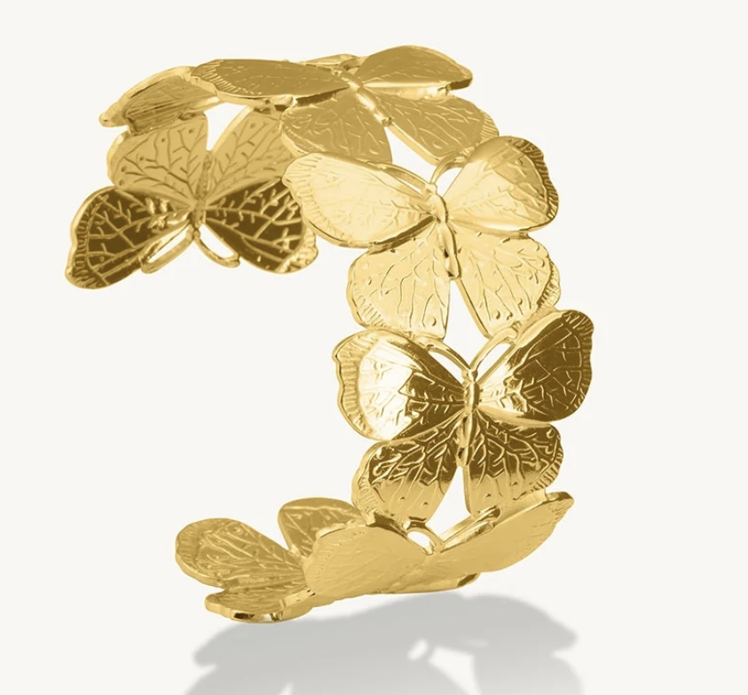 Enchanted Gold Butterfly Cuff Bracelet -Anti Tarnish
