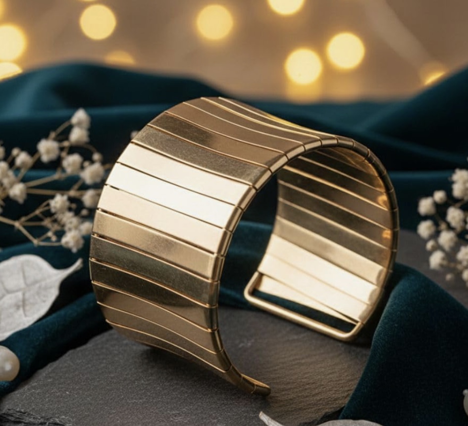 WIDE, GOLD-TONE STATEMENT CUFF BRACELET