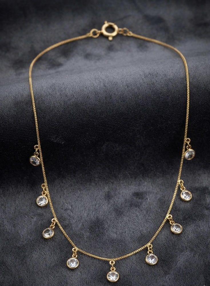 Crystal Drop Golden Necklace