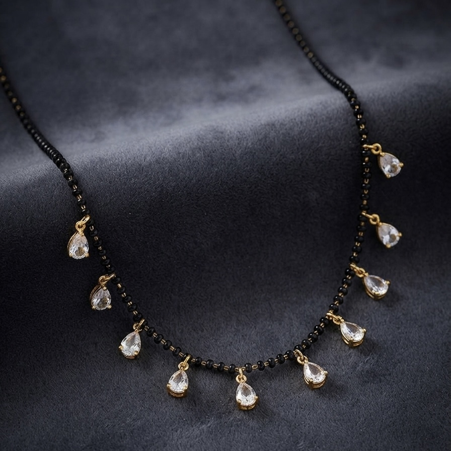 Radiant Crystal Teardrop - Mangalsutra - NECKLACE