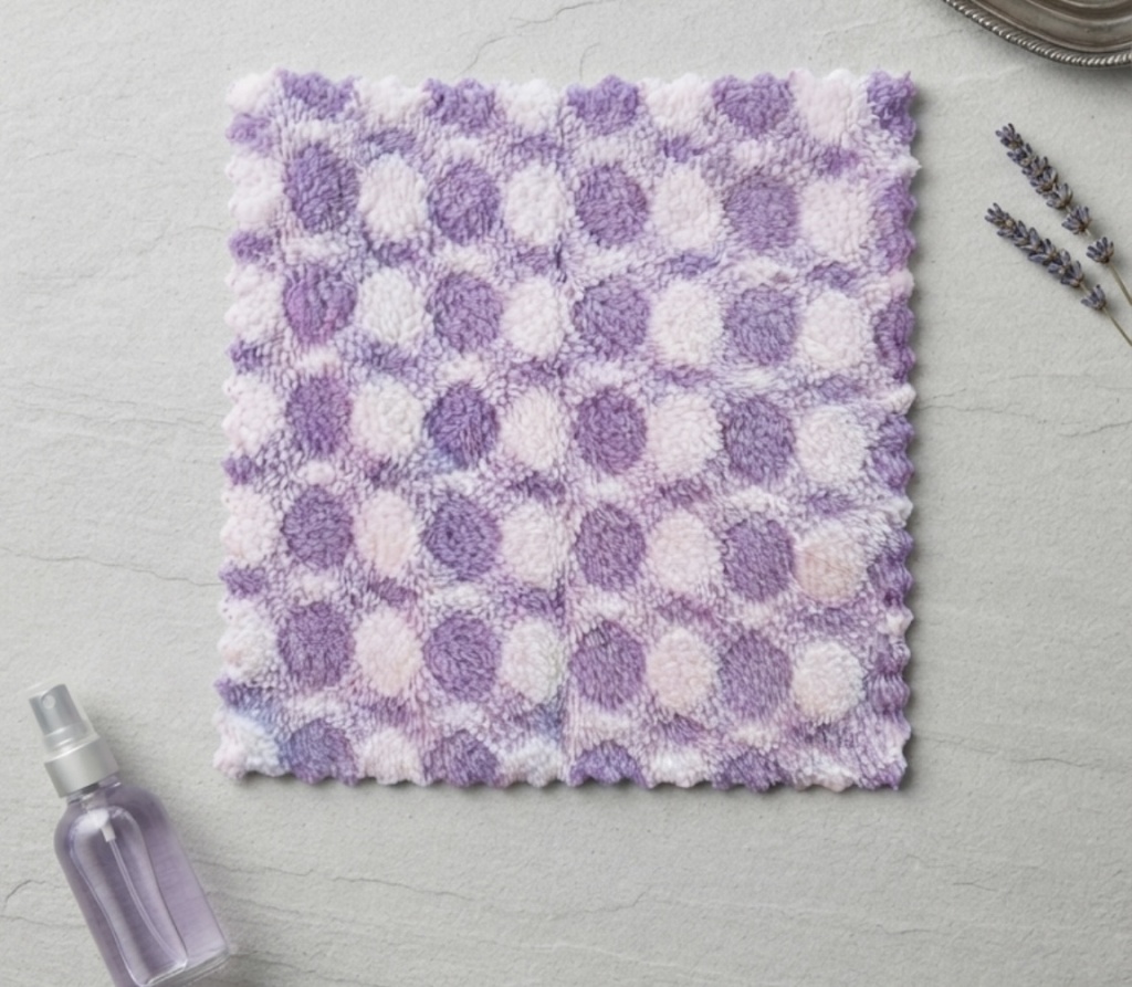 Plush Lavender Polka Dot Face & Vanity Towel