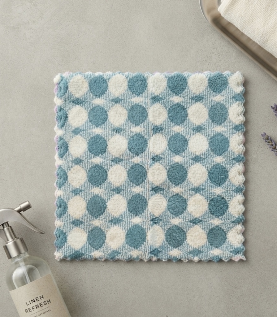 Plush Blue Geometric Face & Vanity Towel
