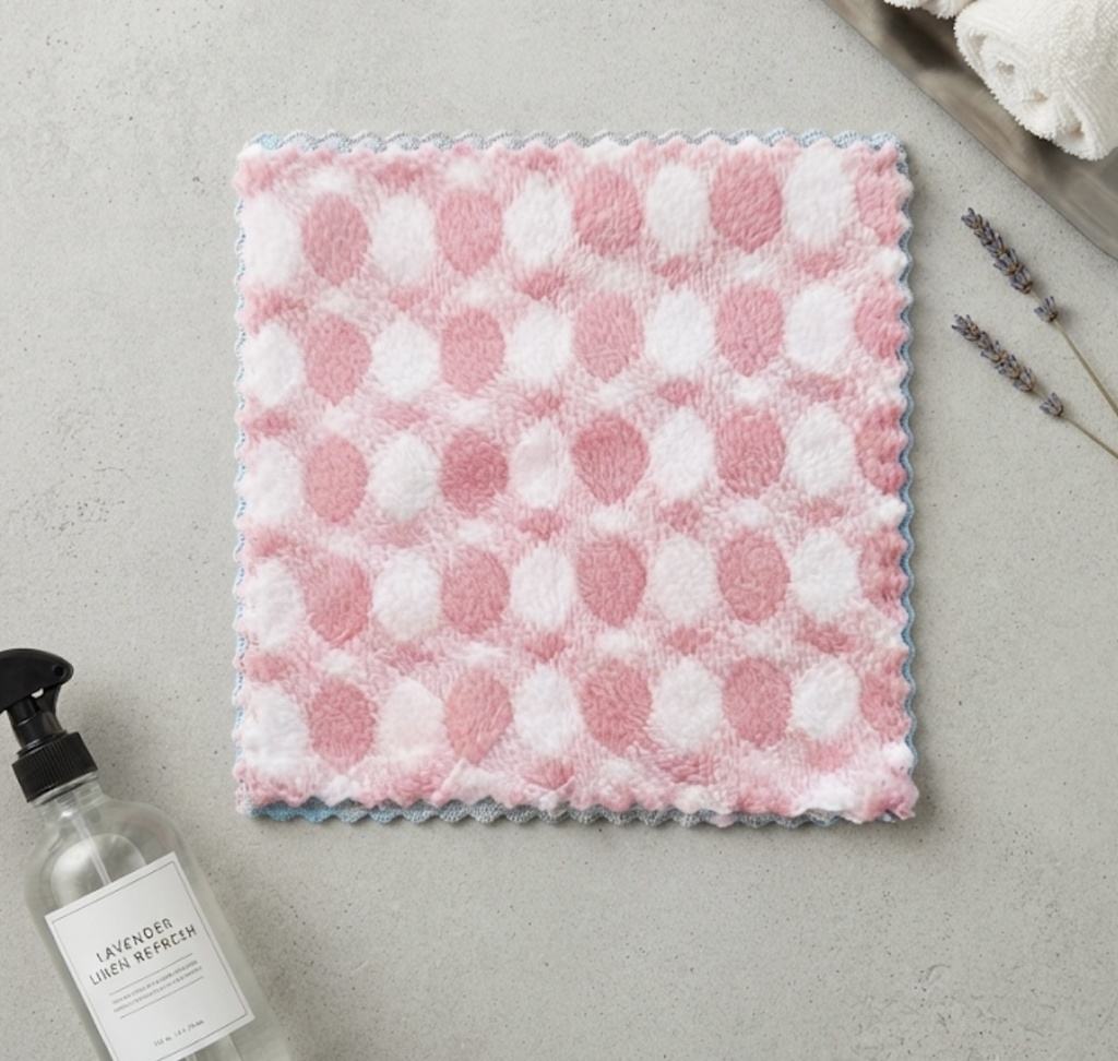 Plush Pink Geometric Face & Vanity Towel