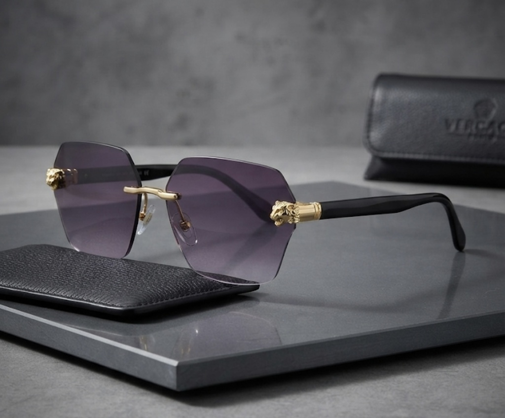 Purple Gradient Rimless Sunglasses