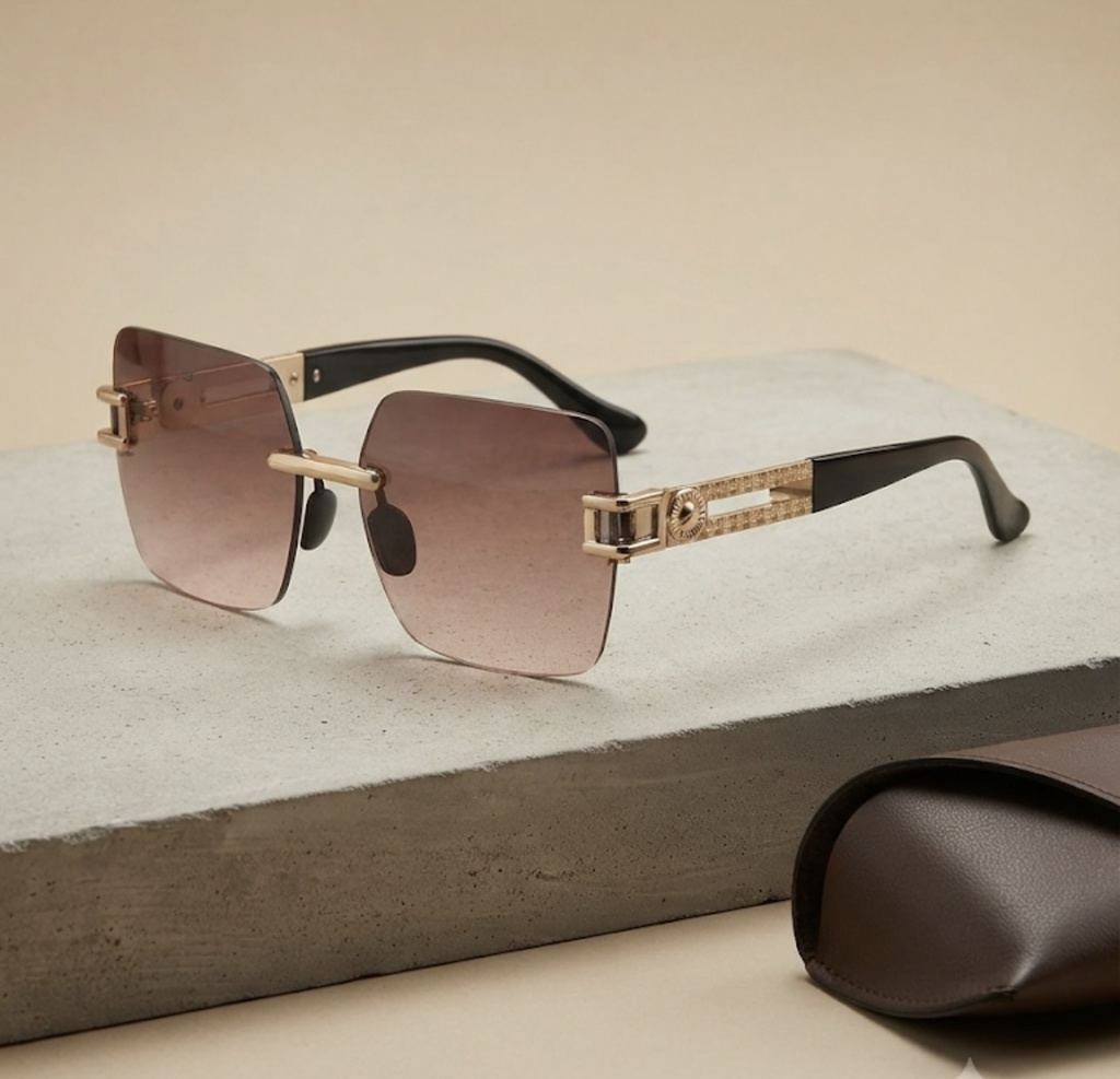 Rimless Gold-Tone Sunglass