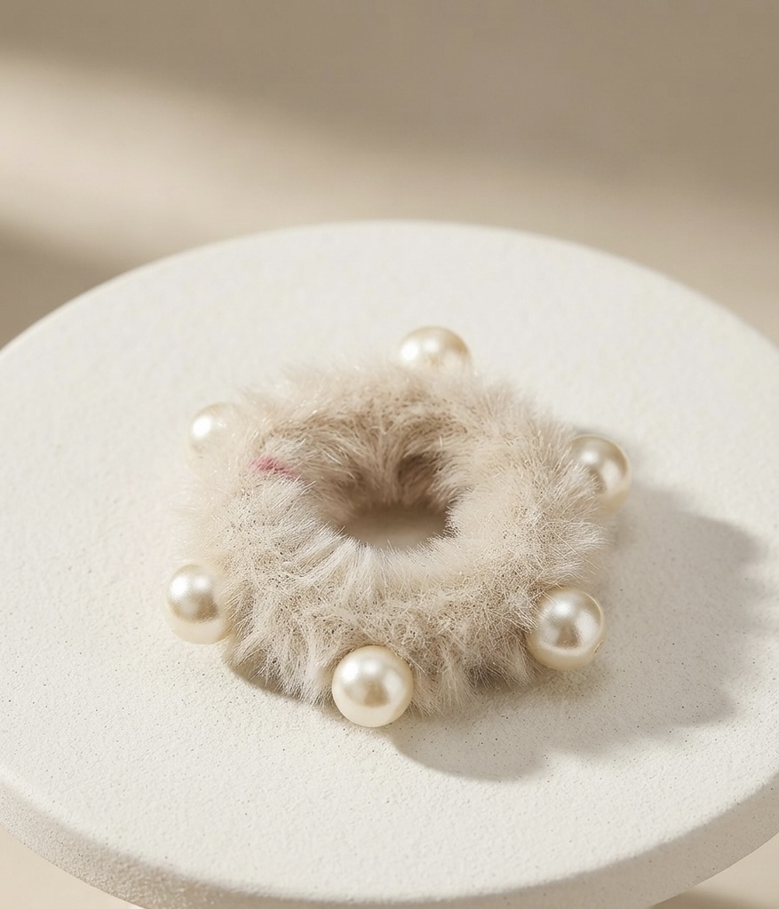 Korean Soft Fur Pearl Scrunchies