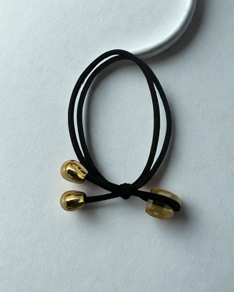 Hair Rubber Band with Crystal- Black