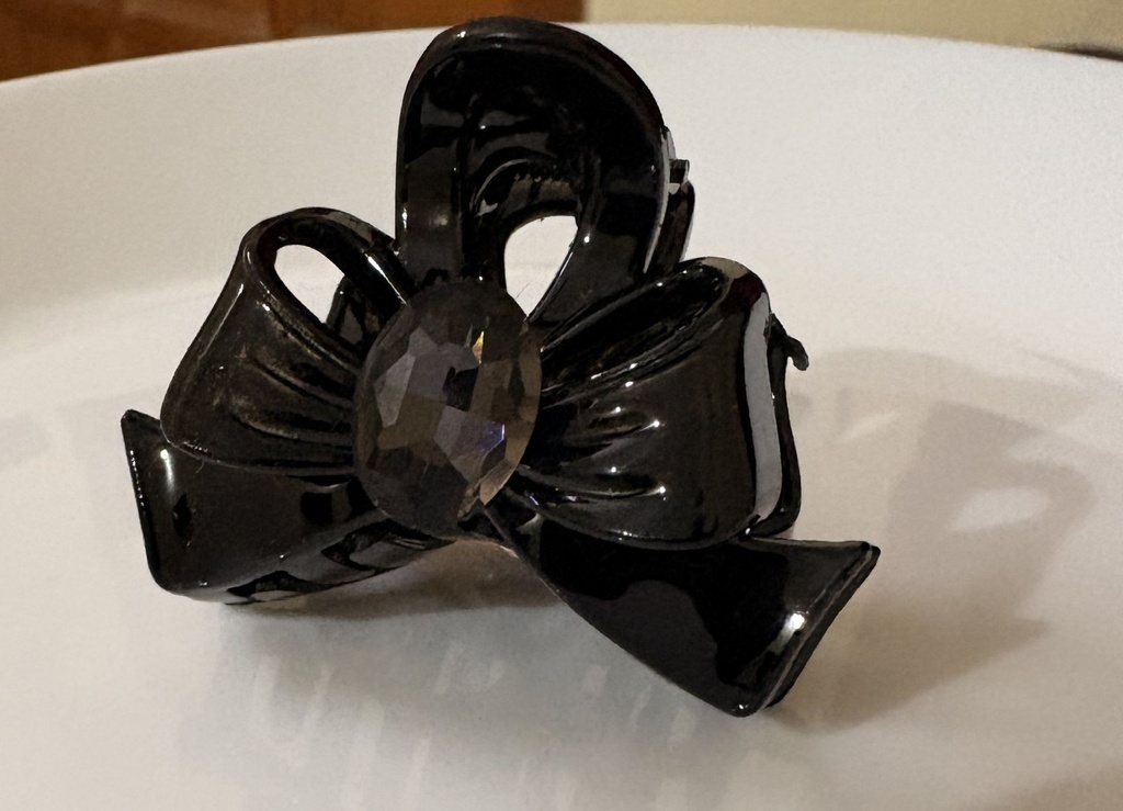 Elegant Translucent Black Bow Claw Clip