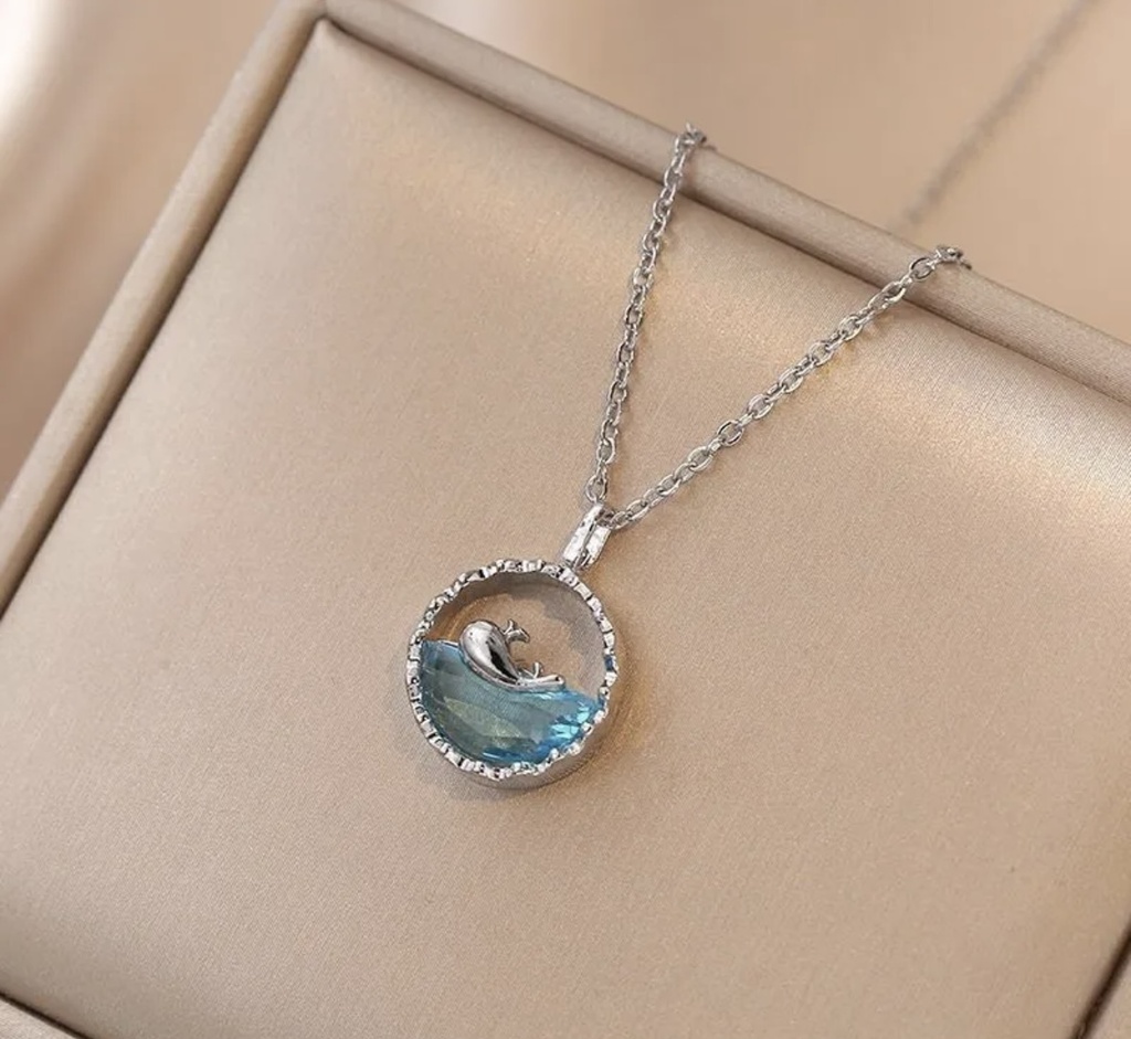 Ocean Wave Dolphin Necklace