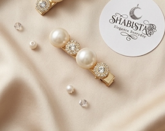 Pearl & Crystal Hair Clip- Ivory