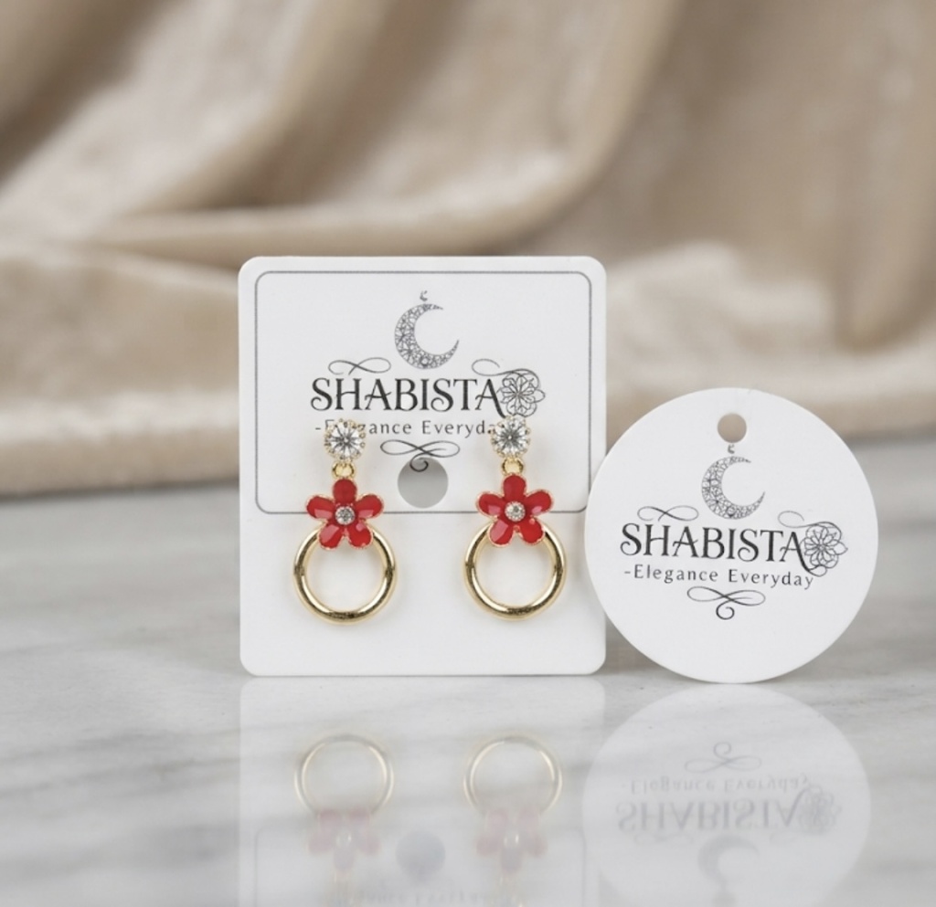 Red Flower Hoop Earrings (GT OFFER)