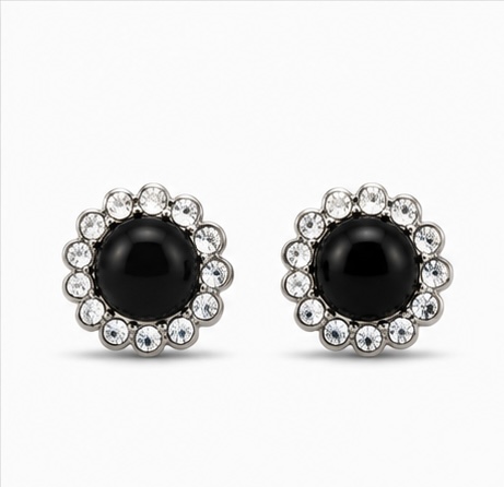 Classic Black Crystal Stud Earrings