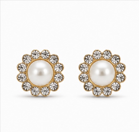 Classic White Crystal Stud Earrings