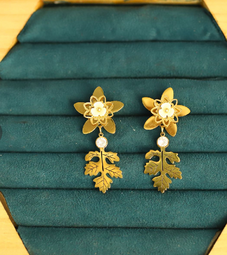 22k Gold Plated Floral Drop Earrings