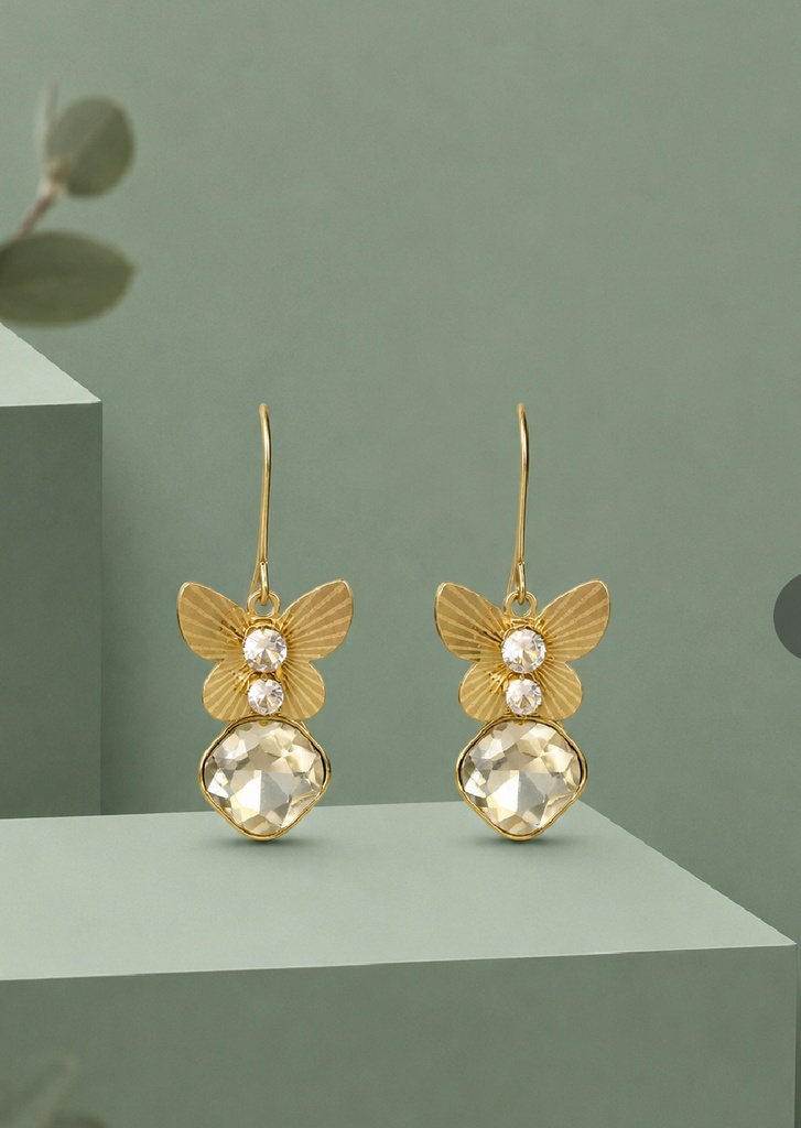 22k Gold Plated Butterfly Drop Earrings
