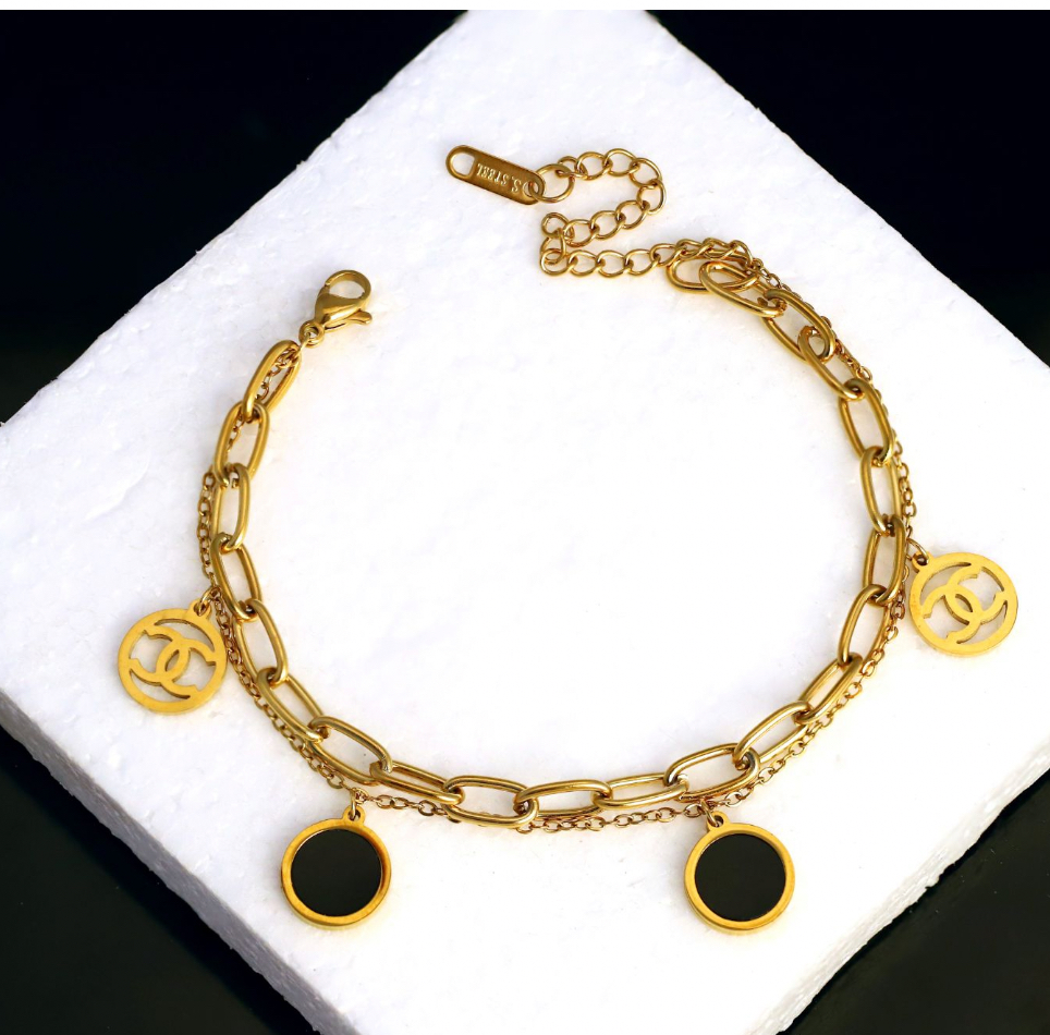22k Gold-Plated Stainless Steel Charm Bracelet