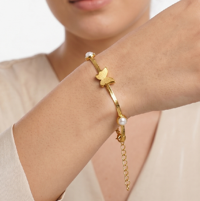 22k Gold-Plated Anti-Tarnish Butterfly Chain Bracelet