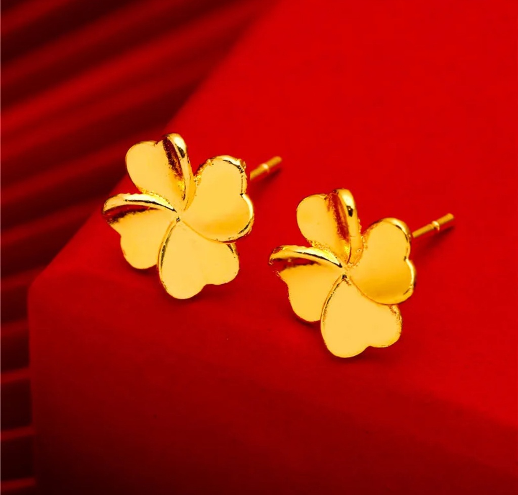 24K Gold-Plated Flower Stud Earrings-Vol 03