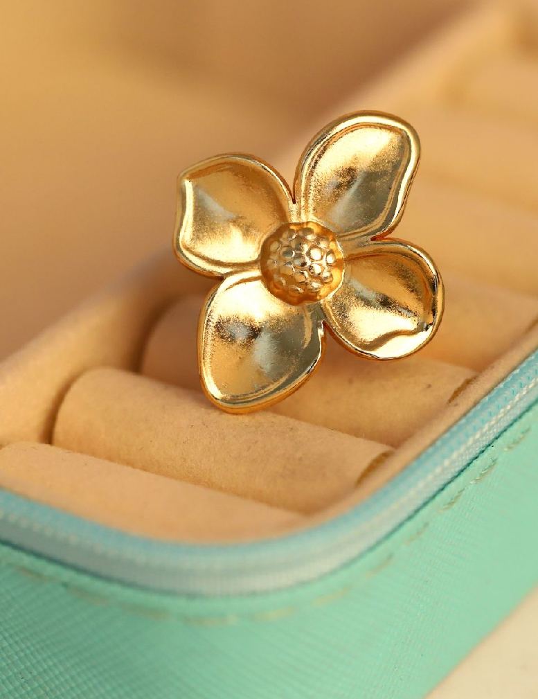 22K Gold-Plated Floral Ring( Size 6)