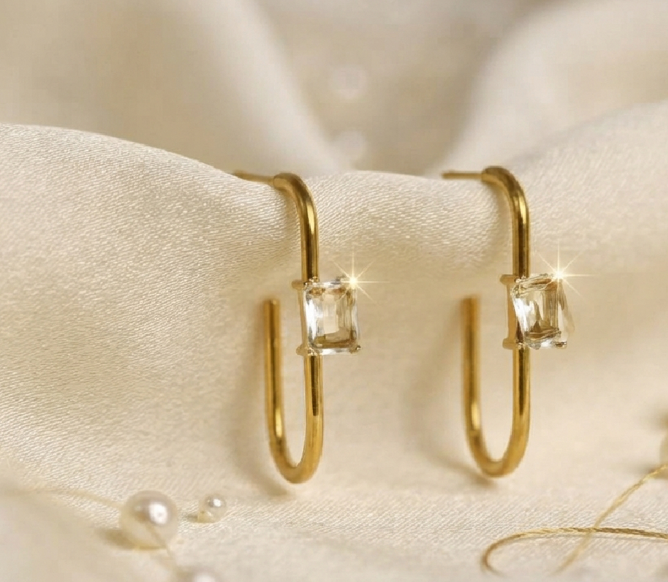 22K Gold-Plated Golden Prism Geometric Earrings ( Palmonas Price ₹1400)