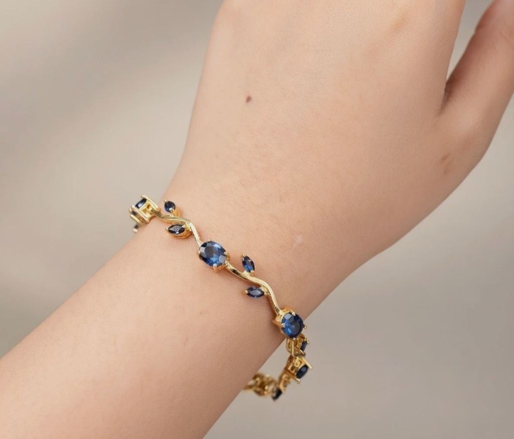 22k Gold-Plated Stainless Steel Tulip Bracelet-Blue