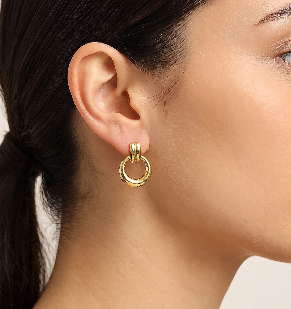 18K Gold-Plated Circle Circle Drop Earrings