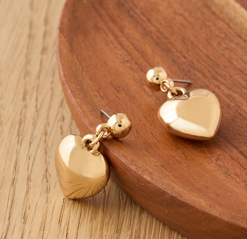 22k Gold-Plated Dainty Heart Drop Earrings